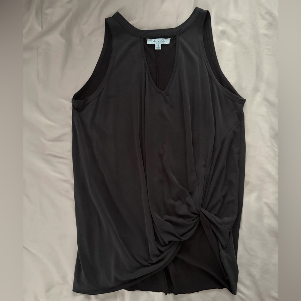 She + Sky Black Twist-Front Tank